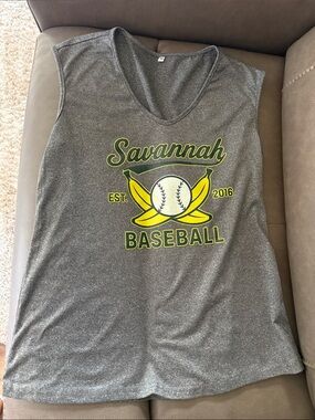 Savannah Baseball Grey Graphic Tank Top size M